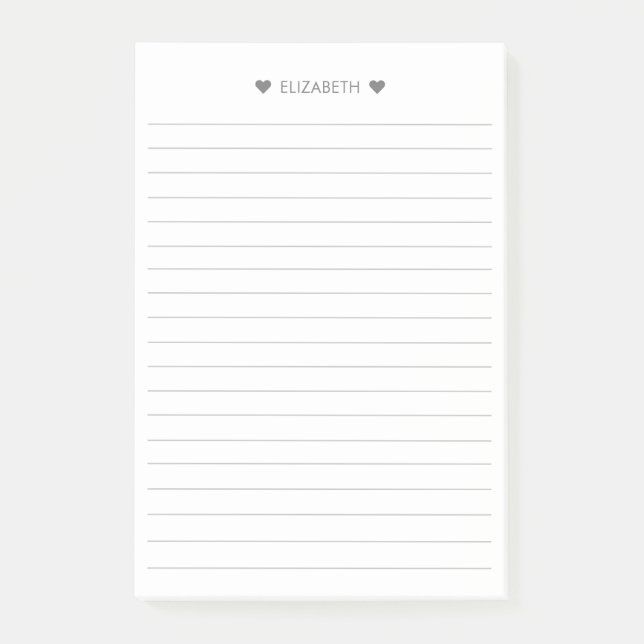 Add Name Simple Serif Font with Lines Gray Post-it Notes (Front)