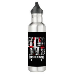 Add Name Skateboard Distressed White on Black Stainless Steel Water Bottle