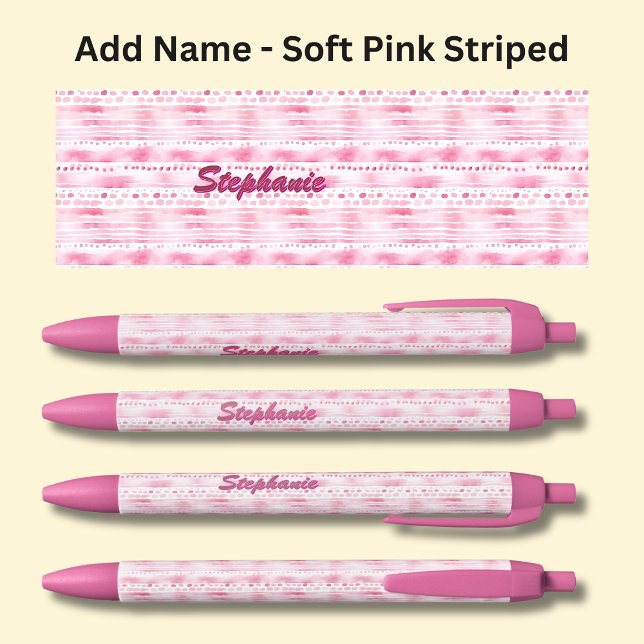 Add Name, Soft Pink Abstract Stripes Pen (Creator Uploaded)