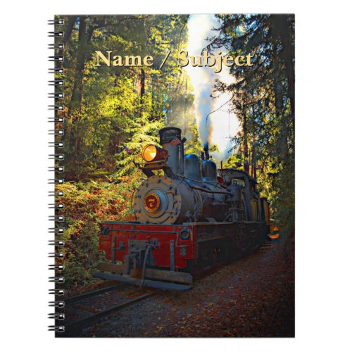 Add Name Steam Train Engine 7 Locomotive Railroad Notebook