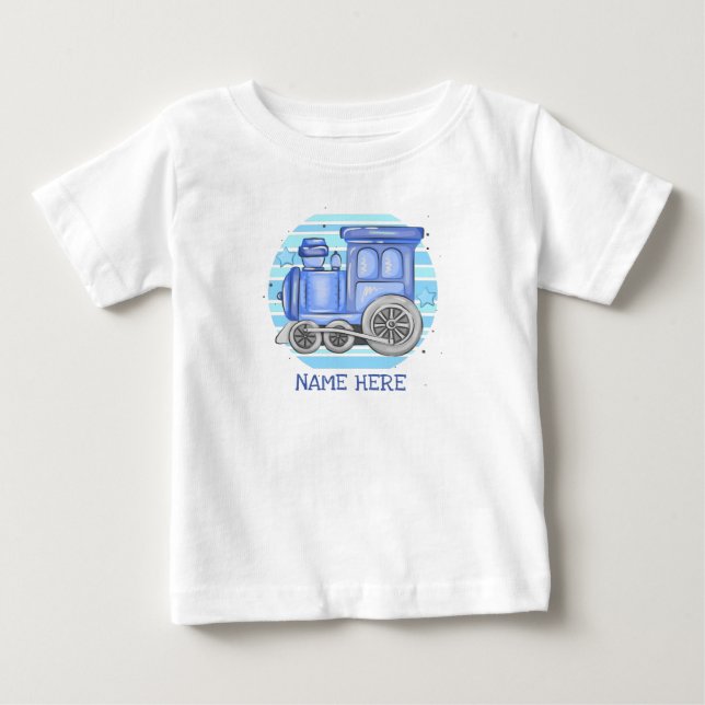 Add Name Steam Train Engine  Baby         Bodysuit (Front)