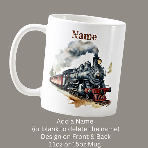 Add Name Steam Train Engine Locomotive Painting  Coffee Mug