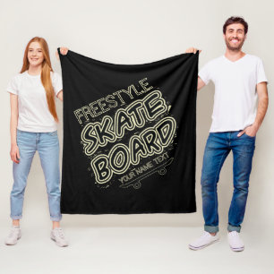 Add Name Style City Text Freestyle Skate Board Fleece Blanket