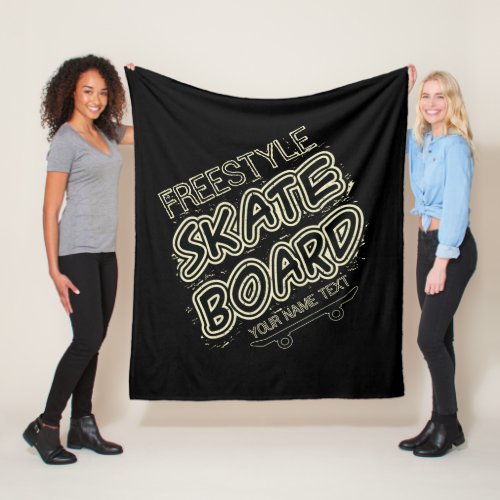 Add Name Style City Text Freestyle Skate Board     Fleece Blanket