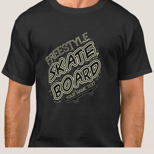 Add Name Style City Text Freestyle Skate Board     T_Shirt
