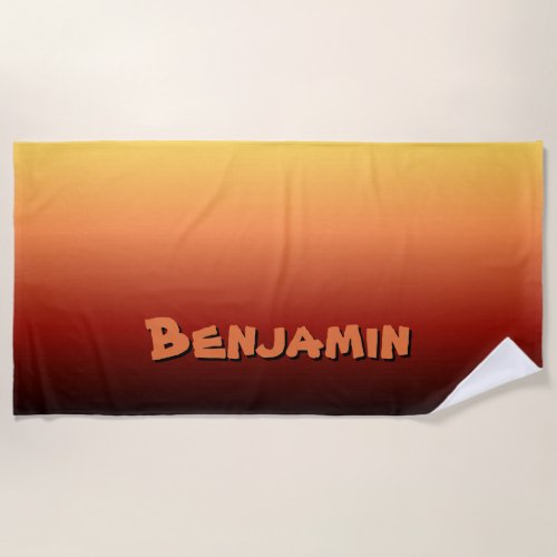 Add Name Sunset Colors Gradient  Beach Towel