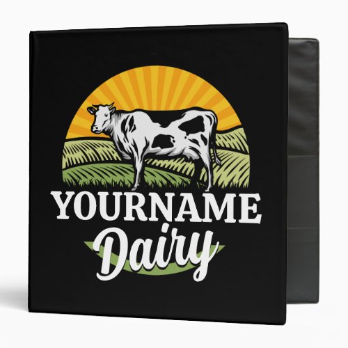 ADD NAME Sunset Dairy Farm Grazing Holstein Cow 3 Ring Binder