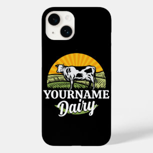 ADD NAME Sunset Dairy Farm Grazing Holstein Cow Case-Mate iPhone 14 Case