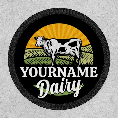 ADD NAME Sunset Dairy Farm Grazing Holstein Cow Patch