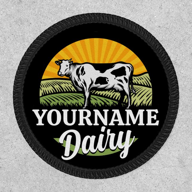 ADD NAME Sunset Dairy Farm Grazing Holstein Cow Patch (Front)
