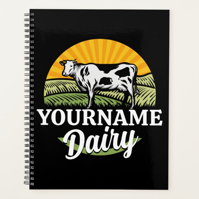 ADD NAME Sunset Dairy Farm Grazing Holstein Cow Planner (Front)