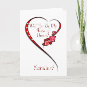 Add name, Swirling heart Maid of Honor invitation