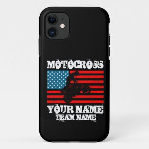 Add Name Team Name etc MOTOCROSS Rider USA Flag iPhone 11 Case