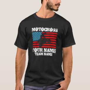 Add Name Team Name etc MOTOCROSS Rider USA Flag T-Shirt