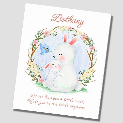Add Name Text 2 Bunny Rabbits  Bluebird Nursery  Poster
