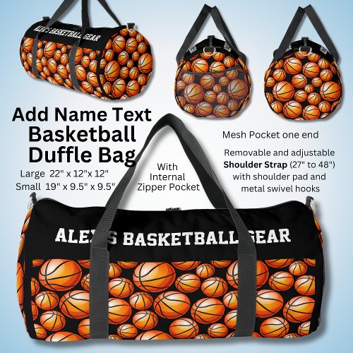 Add Name Text Alexs Basketball Gear  Duffle Bag