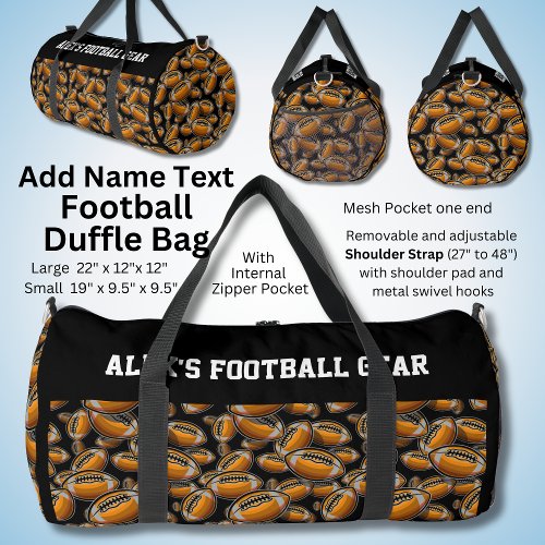 Add Name Text Alexs Football Gear  Duffle Bag