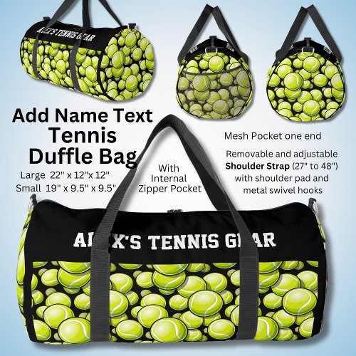 Add Name Text Alexs Tennis Gear  Duffle Bag
