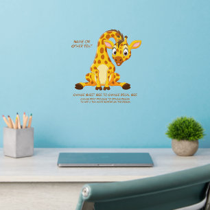 Add Name Text, Baby Giraffe Yellow Brown  Nursery Wall Decal