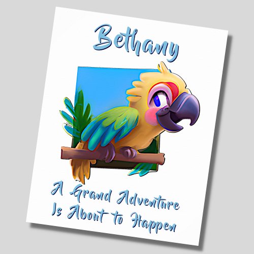 Add Name Text Baby Macaw Parrot Ara Bird Nursery  Poster