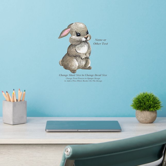 Add Name Text, Baby Rabbit Nursery Wall Decal (Home Office 2)