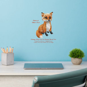 Add Name Text, Baby Red Fox Nursery  Wall Decal
