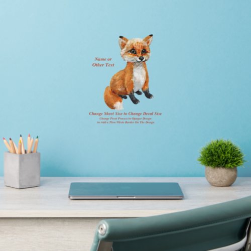 Add Name Text Baby Red Fox Nursery  Wall Decal