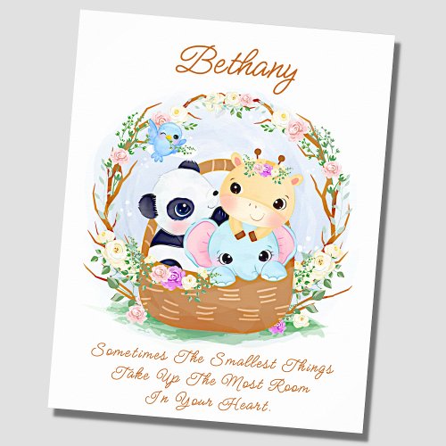 Add Name Text Basket of Baby Animals Nursery      Poster