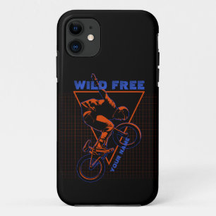 Add Name Text BMX Extreme Freestyle Red Geometric iPhone 11 Case
