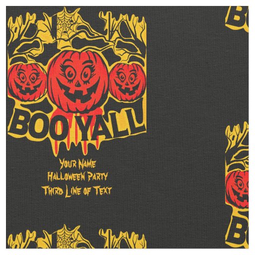 Add Name Text - Boo Yall Red Pumpkin Yellow Black  Fabric