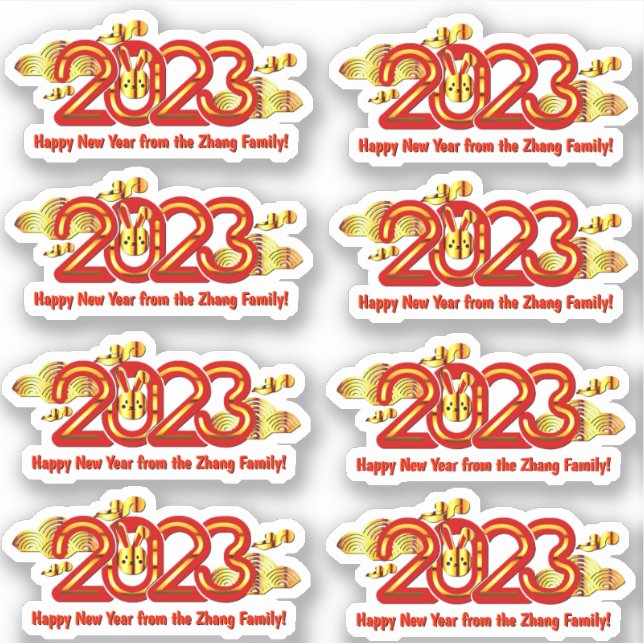 Add Name Text Chinese New Year 2023 Year of Rabbit Sticker (Front)