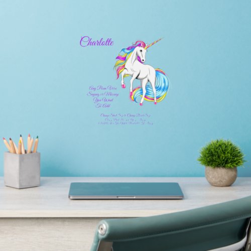 Add Name Text Color  White Unicorn Wall Decal