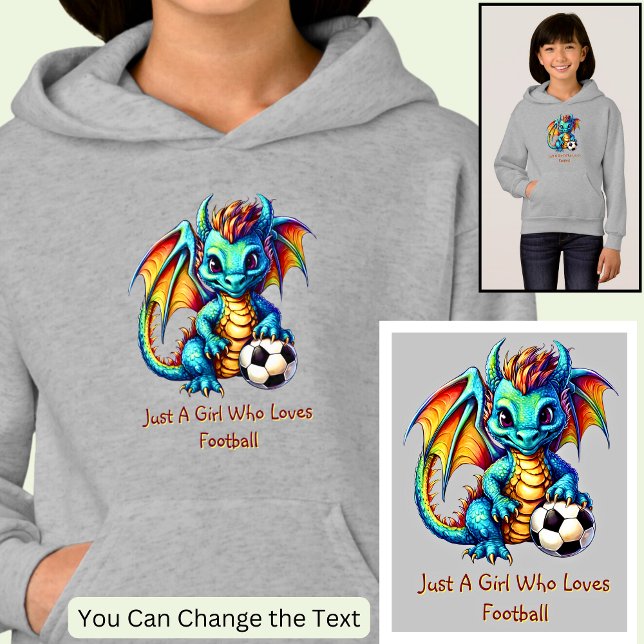 Add Name Text - Dragon - A Girl Who Loves Football Hoodie (Creator Uploaded)