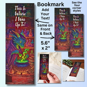 Add Name Text- Green Dragon With Potion on Red  Bookmarks