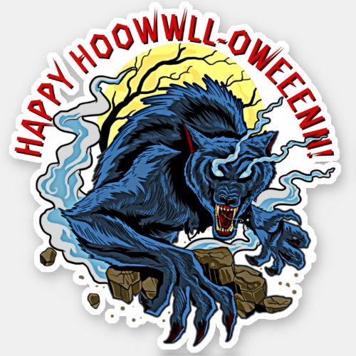 Add Name Text Happy Howl_Oween Wolf Phrase Saying Sticker