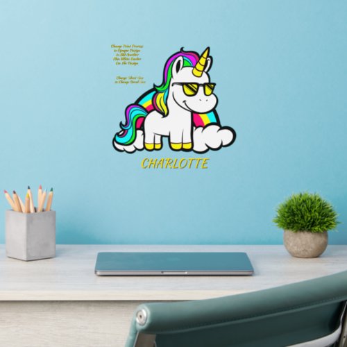 Add Name Text Hipster Unicorn Strong Colorful Wall Decal