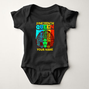 Add Name Text Juneteenth Black Queen Afro Melanin Baby Bodysuit