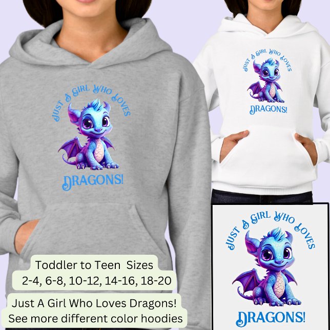 Add Name Text - Just a Girl Who Loves Dragons!    Hoodie (Creator Uploaded)
