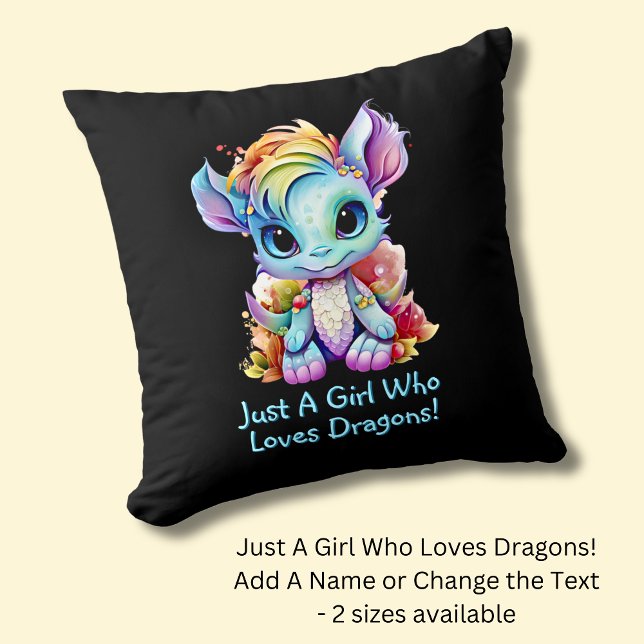 Add Name Text - Just a Girl Who Loves Dragons!    Throw Pillow (Creator Uploaded)