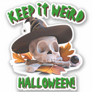 Add Name Text, Keep It Weird Skull Bones Hat 3D Sticker