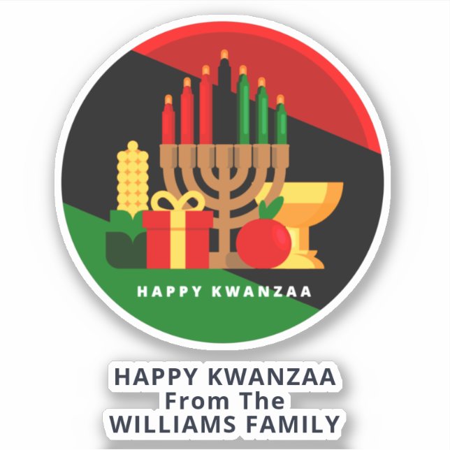 Add Name Text, Kwanzaa Candles Gifts Kiss Cut Sticker (Front)
