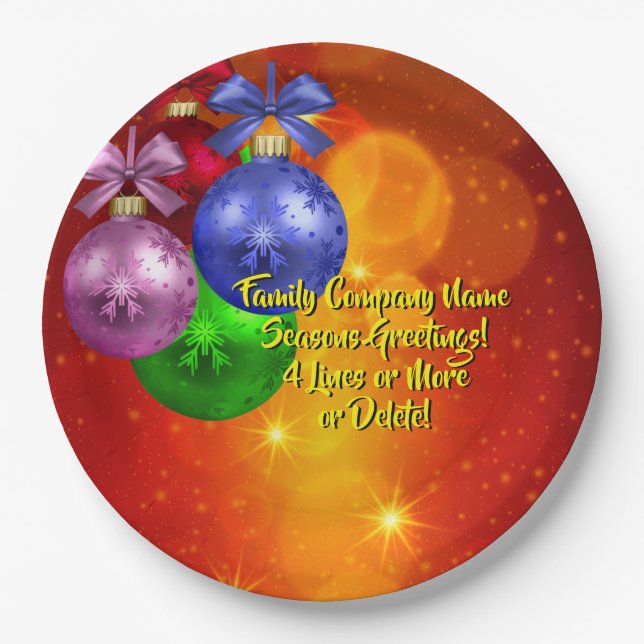 Add Name Text Matching Christmas 20xx 9" Paper Plates (Front)