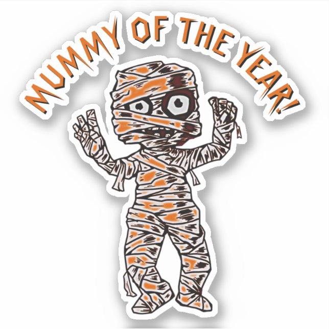 Add Name Text, Mummy of the Year, Phrase Saying Sticker (Front)