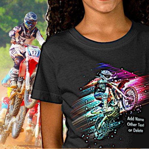 Add Name Text or Delete Motocross Bike Rider     T_Shirt