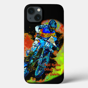 Add Name Text (or Delete) Motocross Rider Dirt iPhone 13 Case