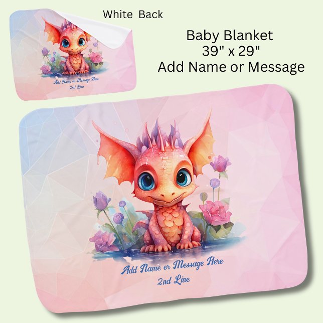 Add Name Text, Orange Pink Baby Dragon Blanket (Creator Uploaded)
