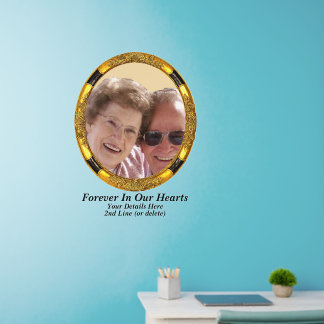 Add Name Text Photo In Memory Memoriam Gold Frame  Wall Decal
