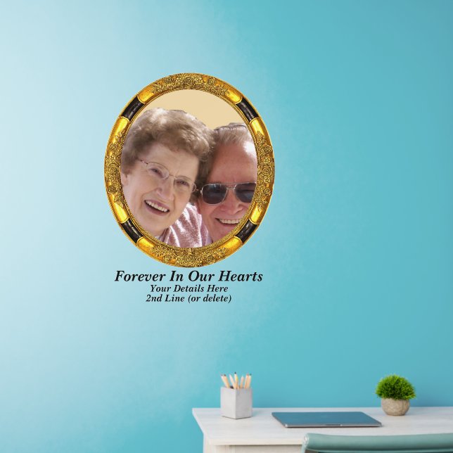 Add Name Text Photo In Memory Memoriam Gold Frame  Wall Decal (Home Office)