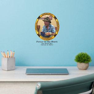 Add Name Text Photo In Memory Memoriam Gold Frame  Wall Decal