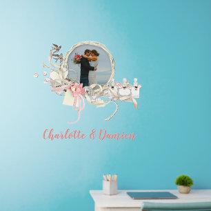 Add Name Text Photo Ribbon Bow Sequins Doves Lace  Wall Decal